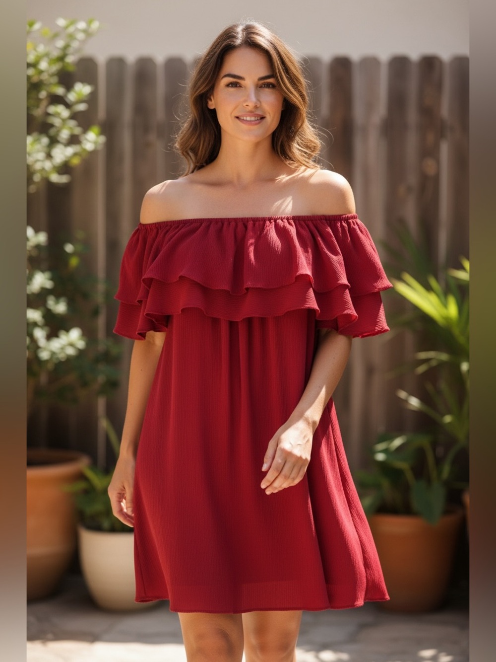 Umgee Off-the-Shoulder Ruffle Dress